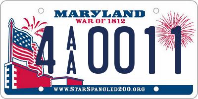 MD license plate 4AA0011