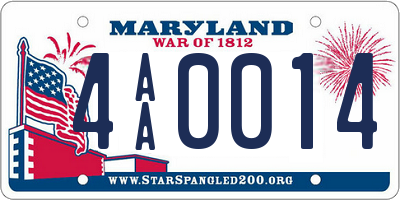 MD license plate 4AA0014