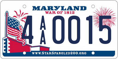 MD license plate 4AA0015