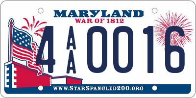 MD license plate 4AA0016