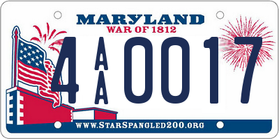 MD license plate 4AA0017