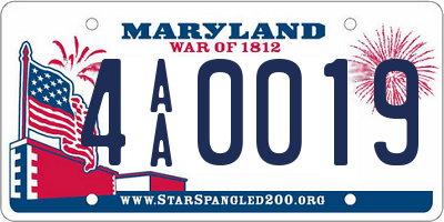 MD license plate 4AA0019