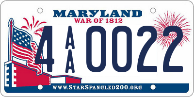 MD license plate 4AA0022