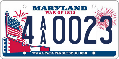 MD license plate 4AA0023