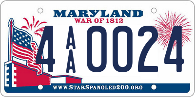 MD license plate 4AA0024