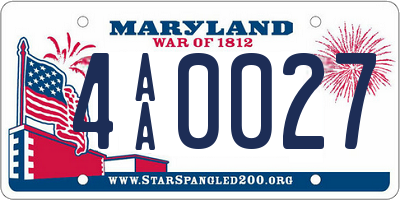 MD license plate 4AA0027