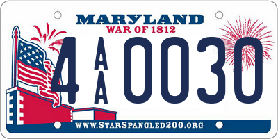 MD license plate 4AA0030