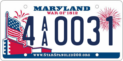 MD license plate 4AA0031