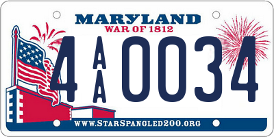 MD license plate 4AA0034