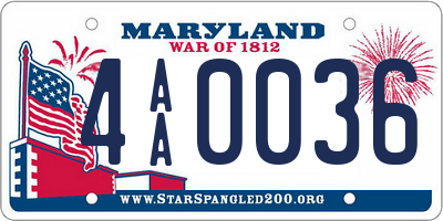 MD license plate 4AA0036