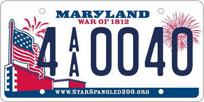 MD license plate 4AA0040