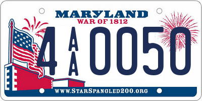 MD license plate 4AA0050