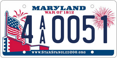 MD license plate 4AA0051