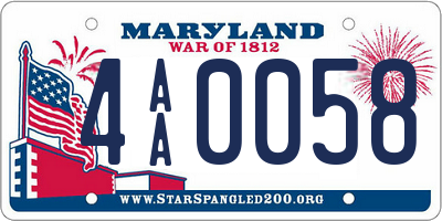 MD license plate 4AA0058