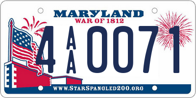 MD license plate 4AA0071