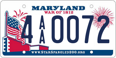 MD license plate 4AA0072