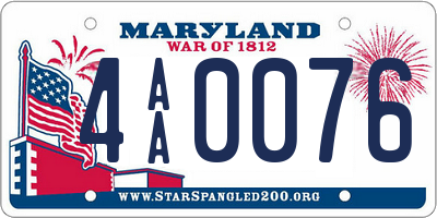 MD license plate 4AA0076