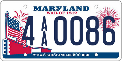 MD license plate 4AA0086