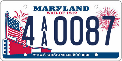 MD license plate 4AA0087