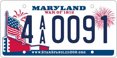 MD license plate 4AA0091