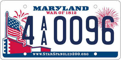 MD license plate 4AA0096