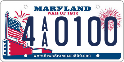 MD license plate 4AA0100