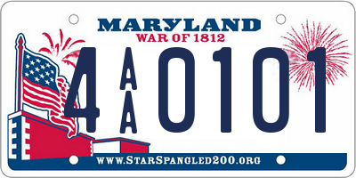 MD license plate 4AA0101