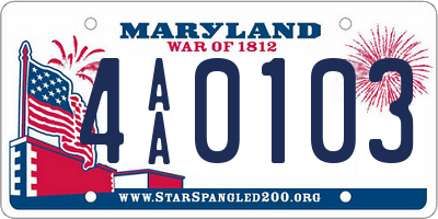 MD license plate 4AA0103