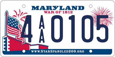 MD license plate 4AA0105