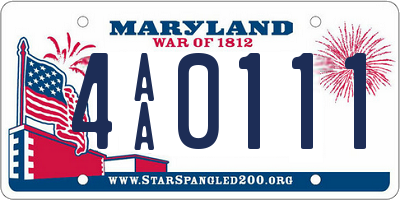 MD license plate 4AA0111