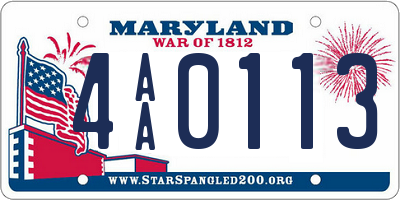 MD license plate 4AA0113