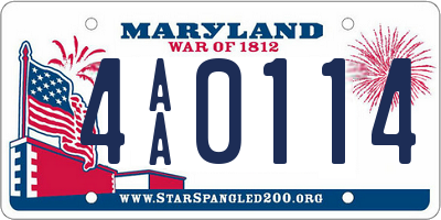 MD license plate 4AA0114