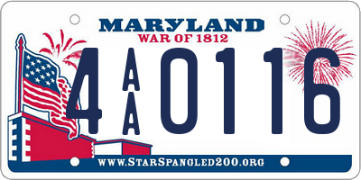 MD license plate 4AA0116