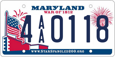 MD license plate 4AA0118