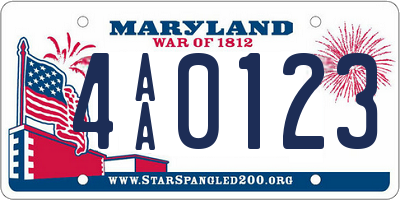 MD license plate 4AA0123