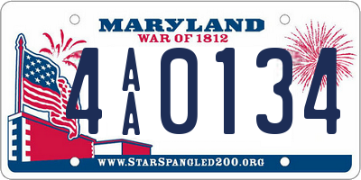 MD license plate 4AA0134
