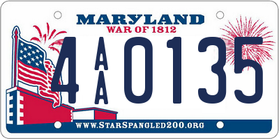 MD license plate 4AA0135