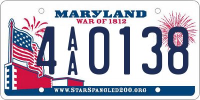 MD license plate 4AA0138