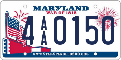 MD license plate 4AA0150