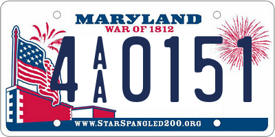 MD license plate 4AA0151