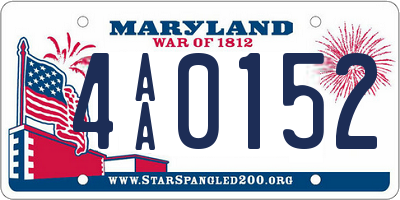 MD license plate 4AA0152