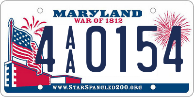 MD license plate 4AA0154