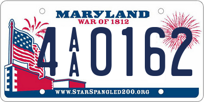 MD license plate 4AA0162