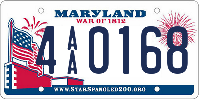 MD license plate 4AA0168