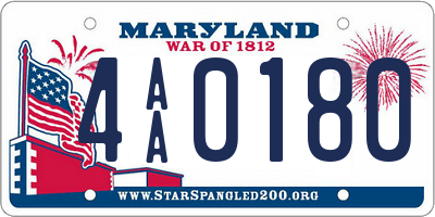 MD license plate 4AA0180