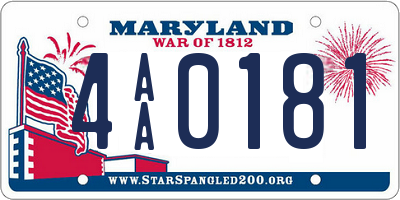 MD license plate 4AA0181