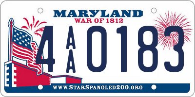 MD license plate 4AA0183