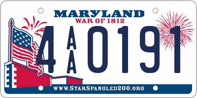 MD license plate 4AA0191