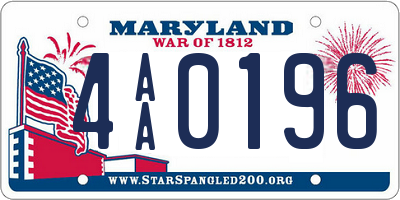 MD license plate 4AA0196