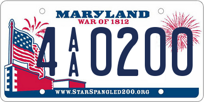 MD license plate 4AA0200